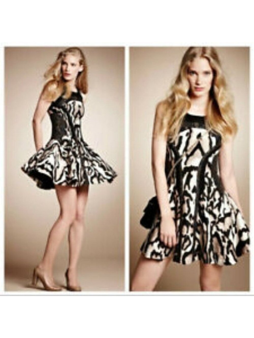 Diane Von Furstenberg Raelin Snake Print Fit & Flare Dress With Gold Accents 0